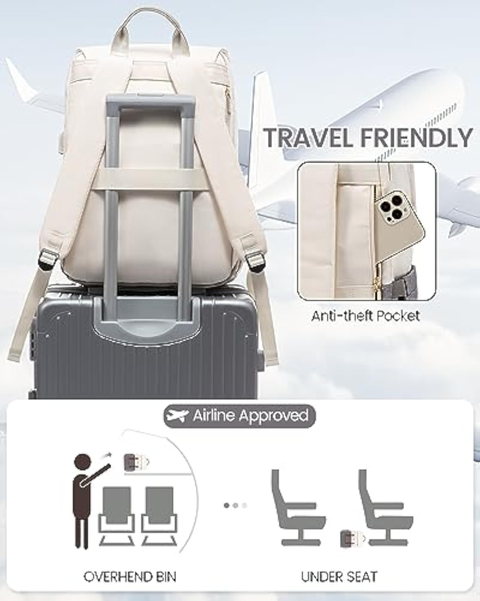 Laptop Backpack for Women, 17 Inch Carry On Teacher Backpack